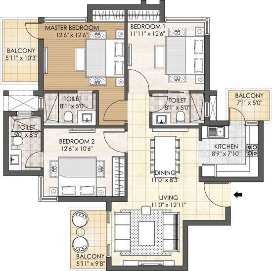 3 BHK (1689 sq.ft.)