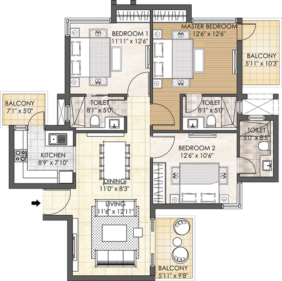 3 BHK (1699 sq.ft.)