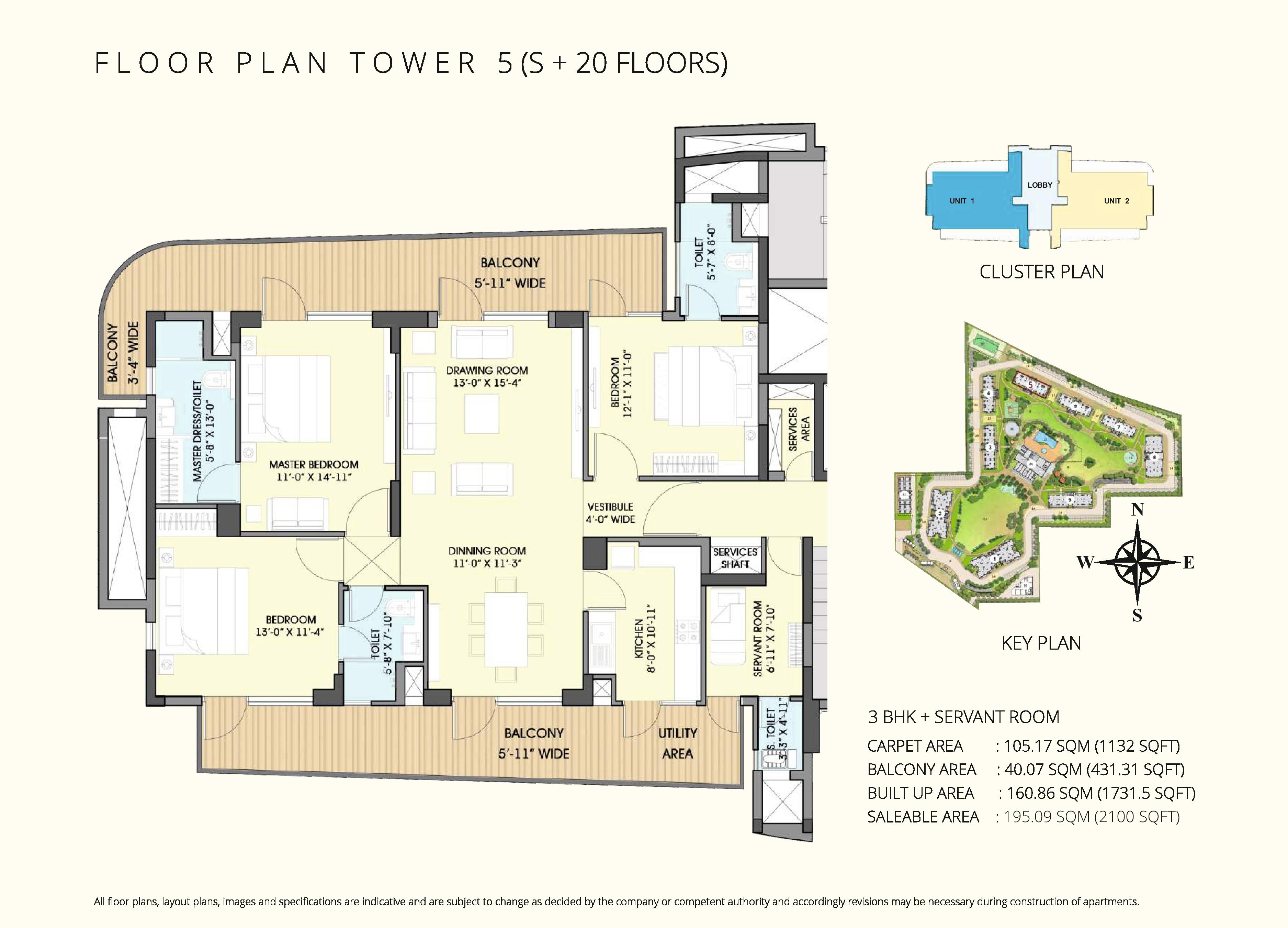 3 BHK - 2100 Sq.Ft.