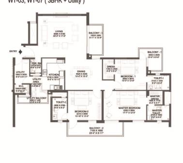 3BHK (Type-1) - 2802 SQ. FT.