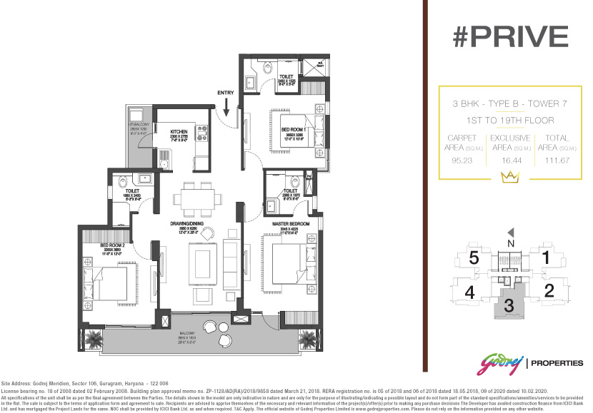 3 BHK - 111.67 Sq.M
