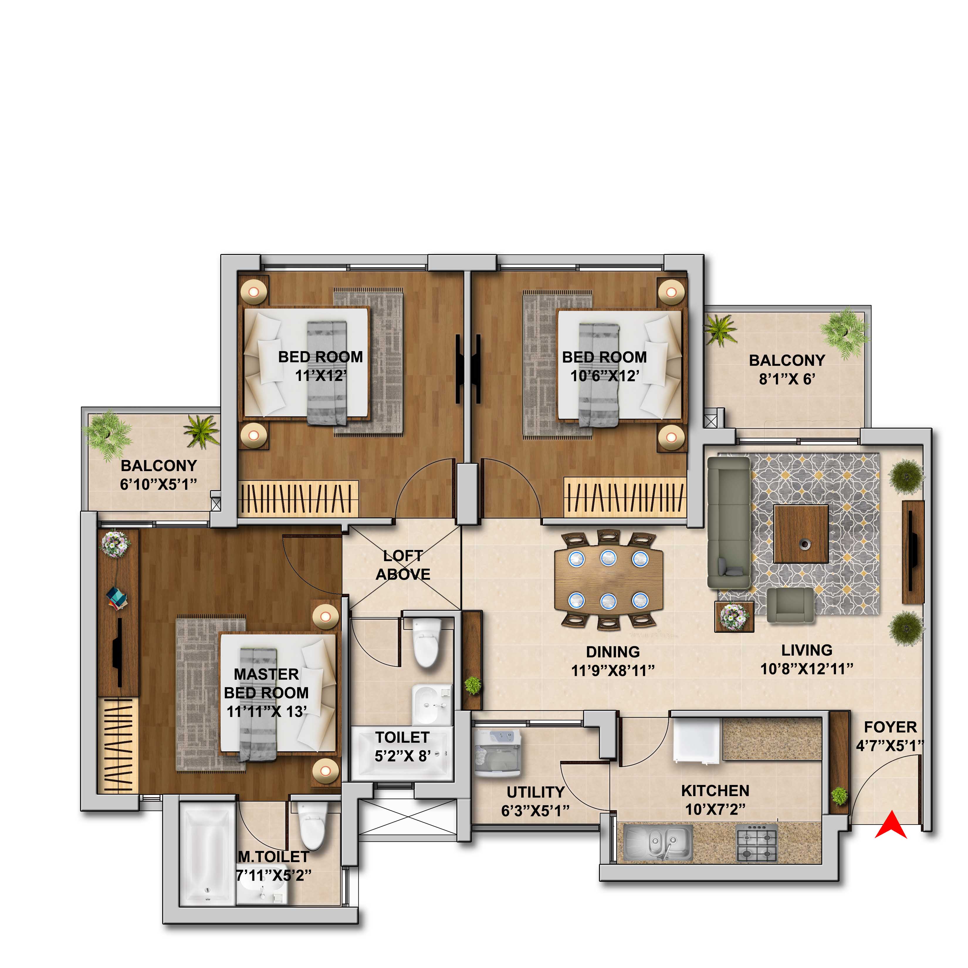 3 BHK (1359 sq.ft.)