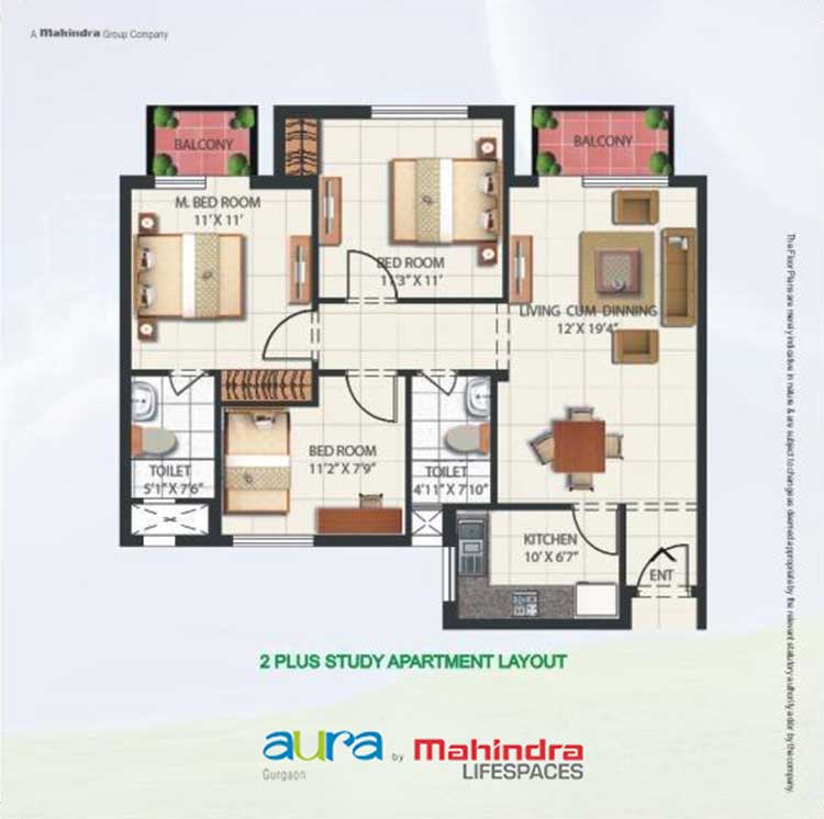 2 BHK+Study - 1150/1275 SQ. FT.