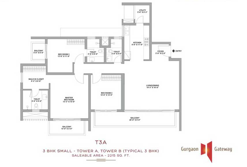 3BHK - 2215 SQ. FT.