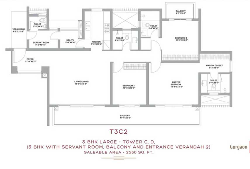 3BHK - 2575 SQ. FT.