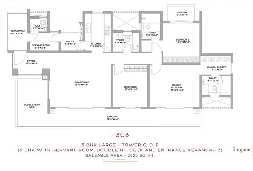 3BHK - 2925 SQ. FT.