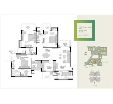 3 Bhk+3T+Study+SQ	(2338 Sqft)