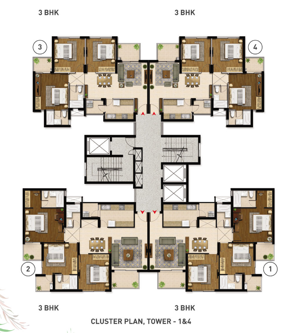 Cluster Plan, Tower - 1 & 4